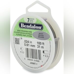 Beadalon 7 Strand Stainless Steel Bead Stringing Wire, 0.024 in 0.61 mm, Bright